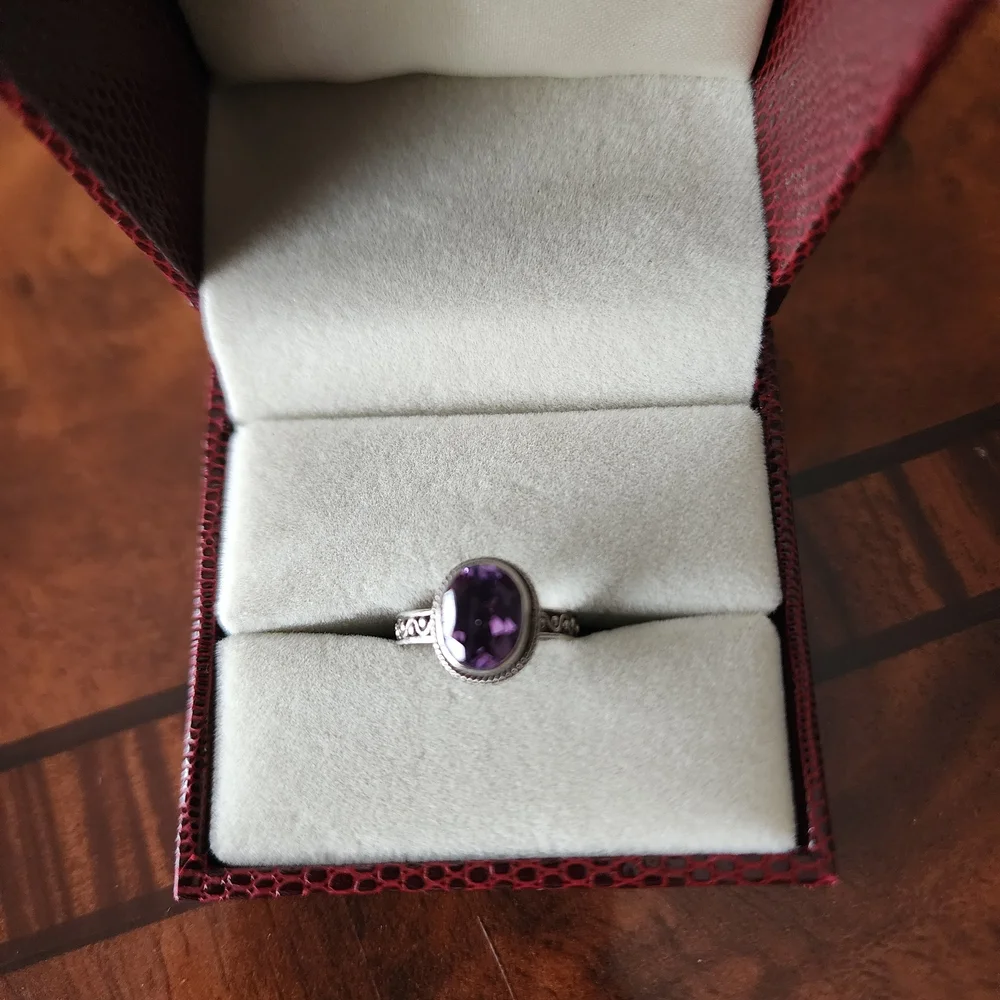 💜✨Title:925 Sterling Silver Amethyst Ring – Size 6 – New - Picture 3 of 3